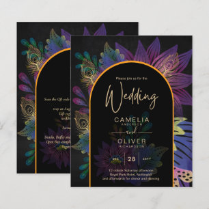 Lámina Noir Peacock Jewel Tones Boda Floral