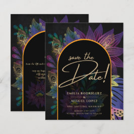 Lámina Noir Peacock Jewel Tones Boda Floral