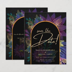 Lámina Noir Peacock Jewel Tones Boda Floral