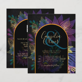 Lámina Noir Peacock Jewel Tones Boda Floral