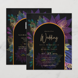 Lámina Noir Peacock Jewel Tones Boda Floral