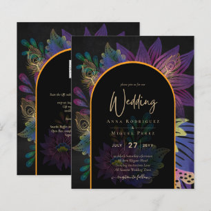 Lámina Noir Peacock Jewel Tones Boda Floral