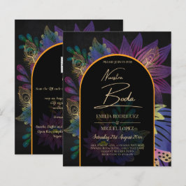 Lámina Noir Peacock Jewel Tones Boda Floral
