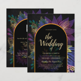 Lámina Noir Peacock Jewel Tones Boda Floral