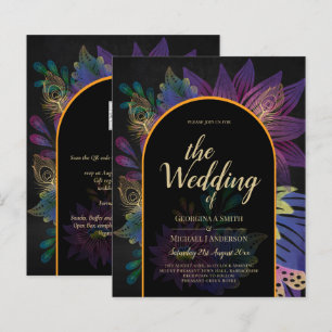Lámina Noir Peacock Jewel Tones Boda Floral