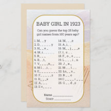 Nombra de niña llena el juego de Baby Shower en bl