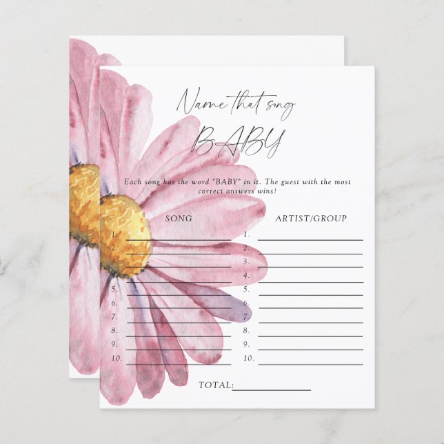 Lámina Nombra esa canción baby ducha game - margarita (Anverso / Reverso)