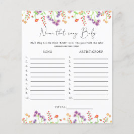 Lámina Nombra esa canción \"Wildflowers", juego de ducha 