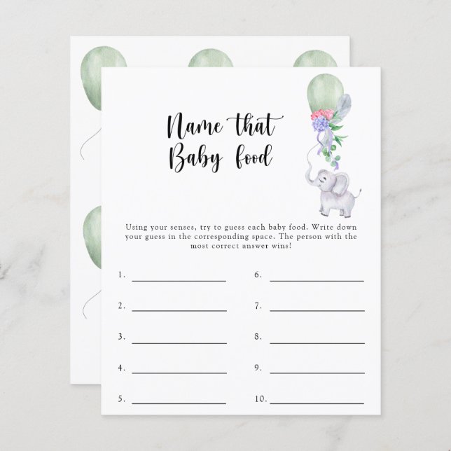 Lámina Nombrar el juego de la ducha de alimentos para beb (Anverso / Reverso)