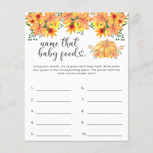 Lámina Nombrar el juego de la ducha de alimentos para beb (Anverso)