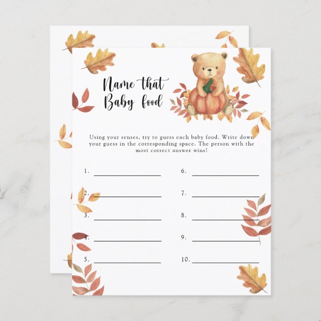 Lámina Nombrar el juego de la ducha de alimentos para beb (Anverso / Reverso)