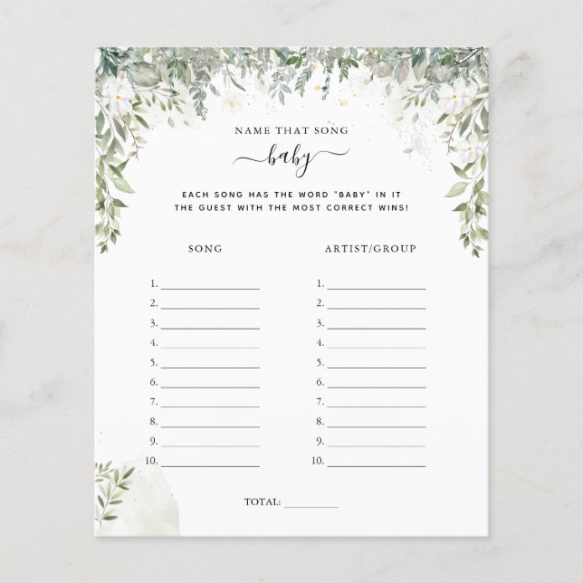Lámina Nombrar esa canción | Juego Baby Shower (Anverso)
