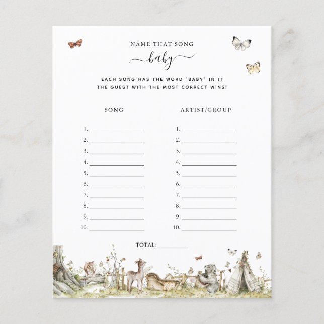 Lámina Nombrar esa canción | Juego Baby Shower (Anverso)