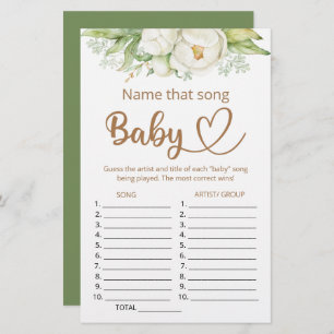 Lámina Nombrar esa canción, juego de la ducha bebé