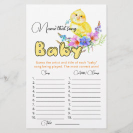 Lámina Nombrar esa canción, juego de la ducha bebé