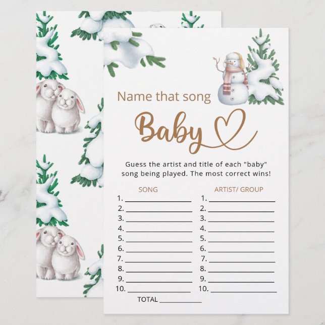 Lámina Nombrar esa canción, juego de la ducha bebé (Anverso / Reverso)