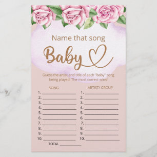 Lámina Nombrar esa canción, juego de la ducha bebé