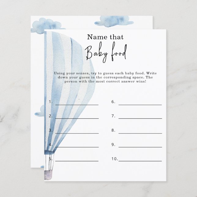 Lámina Nombrar ese alimento para bebé - juego de ducha pa (Anverso / Reverso)