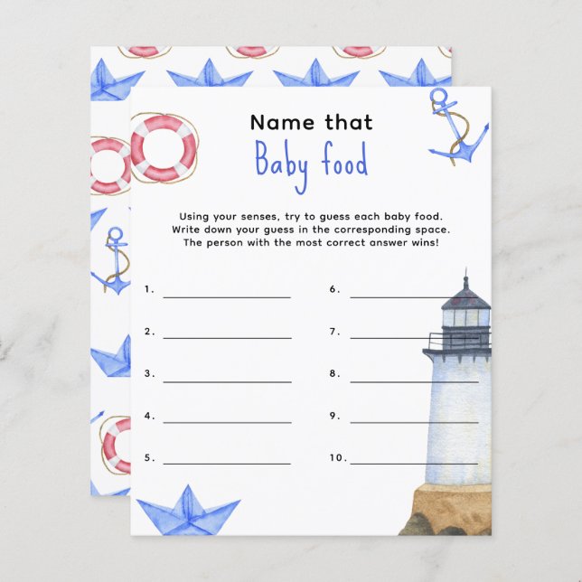 Lámina Nombrar ese alimento para bebé - juego de ducha pa (Anverso / Reverso)