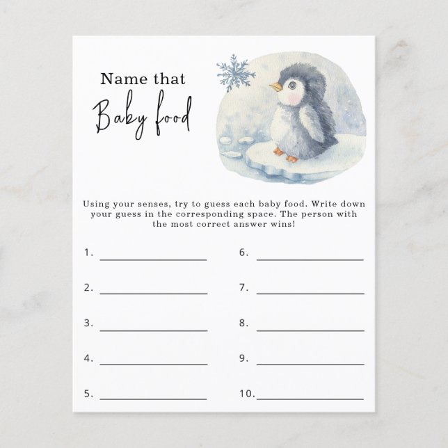 Lámina Nombrar ese alimento para bebé - juego de ducha pa (Anverso)