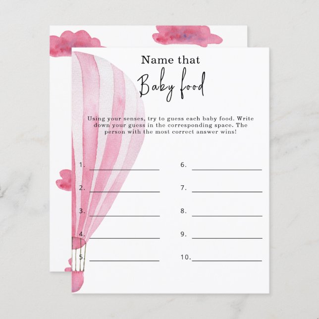 Lámina Nombrar ese alimento para bebé - juego de ducha pa (Anverso / Reverso)