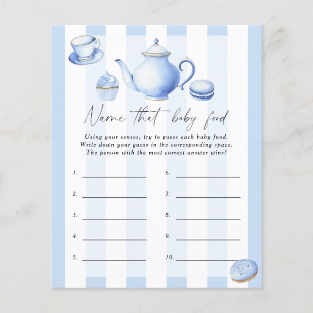 Lámina Nombrar ese juego de la ducha de comida para bebé  (Anverso)