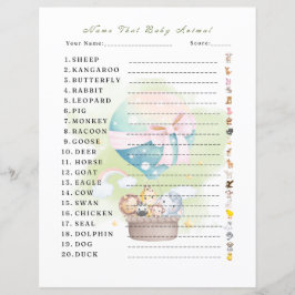 Lámina "Nombrar juego animal para bebés" Sage Green Anima