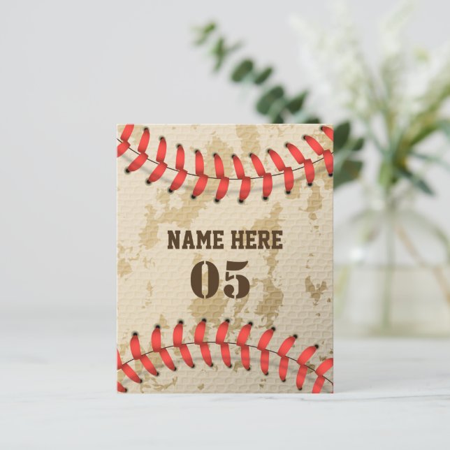 Lámina Nombre de béisbol vintage personalizado número ret (Anverso de pie)