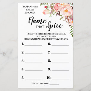 Lámina Nombre de la ducha de novia Spice juego español en