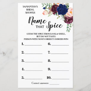 Lámina Nombre de la ducha de novia Spice juego español en