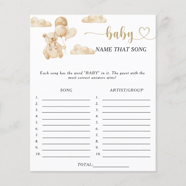 Lámina Nombre de pila de la canción bebé juego (Anverso)