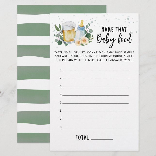 Lámina Nombre de que el bebé está preparando un juego de  (Anverso / Reverso)