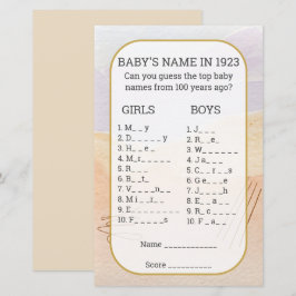 Lámina Nombre del bebé Rellenar el juego de Baby Shower d