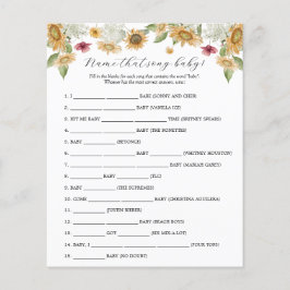 Lámina Nombre del girasol juego de Baby Shower Song