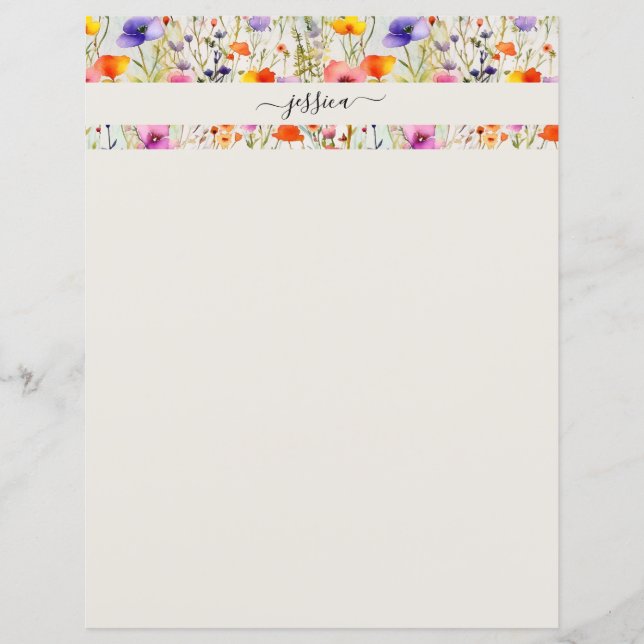 Lámina Nombre del guión elegante de flores silvestres (Anverso)