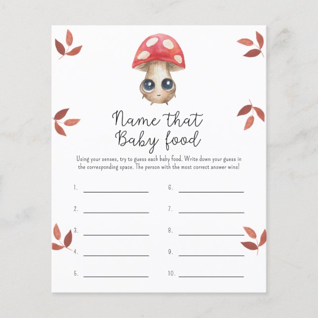 Lámina Nombre del hongo del bebé Juego de la ducha de ali (Anverso)