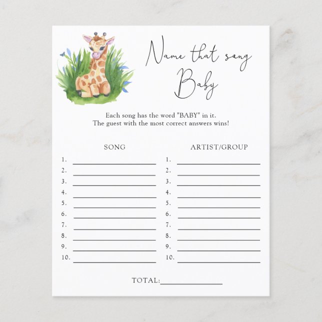 Lámina Nombre esa canción \ Giraffe Tema de la ducha de b (Anverso)