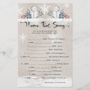 Lámina Nombre esa canción Snowman Baby Shower