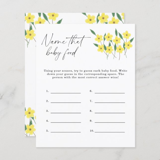 Lámina Nombre ese juego de la ducha de alimentos para beb (Anverso / Reverso)