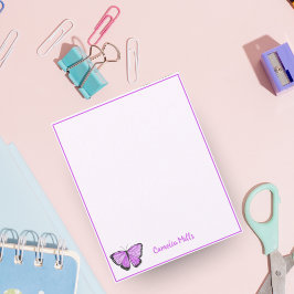 Lámina Nombre personalizado de mariposa morada acuarela