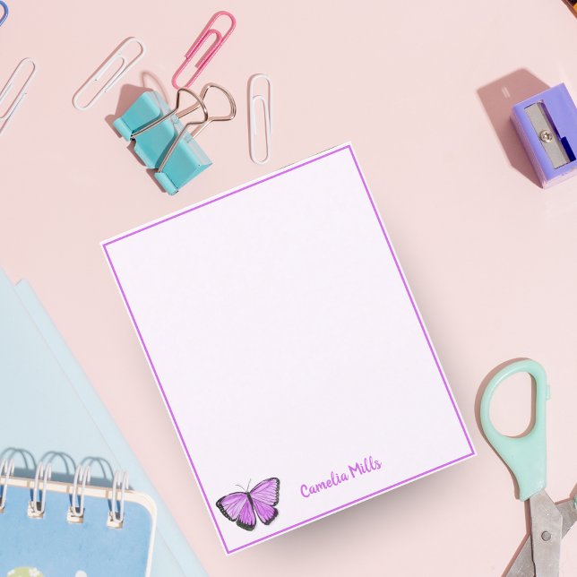 Lámina Nombre personalizado de mariposa morada acuarela (Subido por el creador)