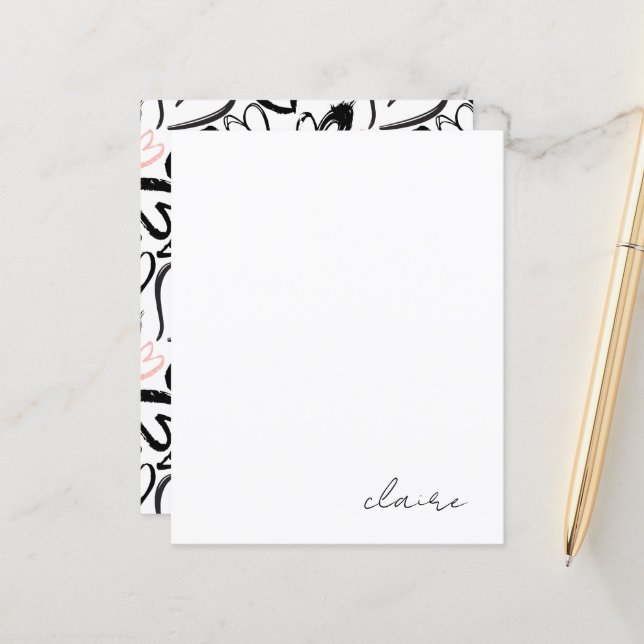 Lámina Nombre personalizado Papel de papelería de corazón (Anverso/Reverso In Situ)