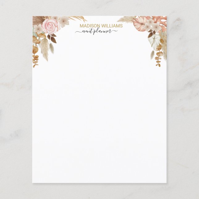 Lámina Nombre profesional de negocio Boho Florals Station (Anverso)