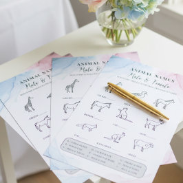 Lámina Nombres de Animales Macho y Hembra Juego de Test A