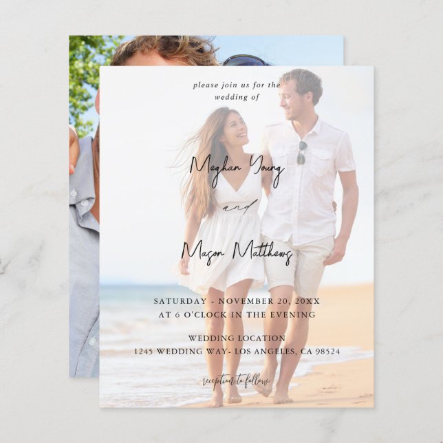 Lámina Nombres de presupuesto Boda moderno de foto 6 V3 (Anverso / Reverso)