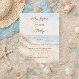 Lámina Nos vemos pronto en la playa Invitación para baby