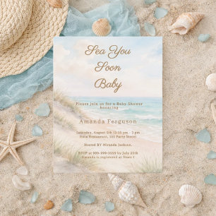 Lámina Nos vemos pronto en la playa Invitación para baby