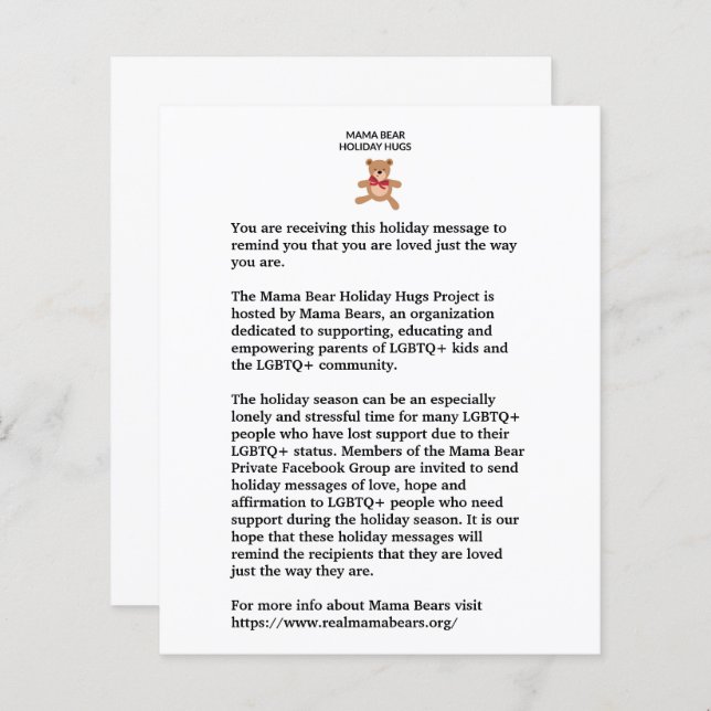 Lámina Nota de abrazos de vacaciones (Anverso / Reverso)