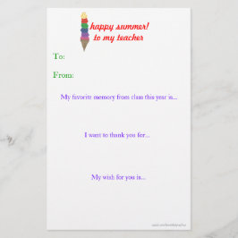 Lámina Nota de agradecimiento al profesor de fin de año