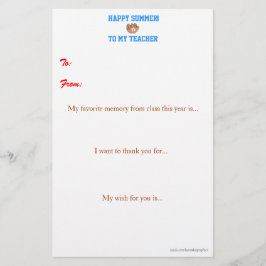 Lámina Nota de agradecimiento al profesor de fin de año